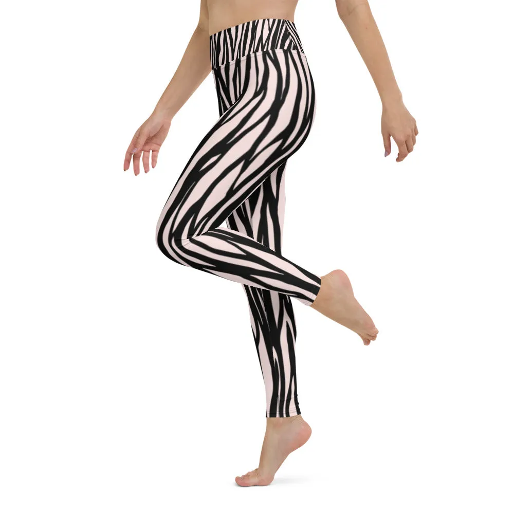 Zebra Print Yoga Leggings - With Pockets