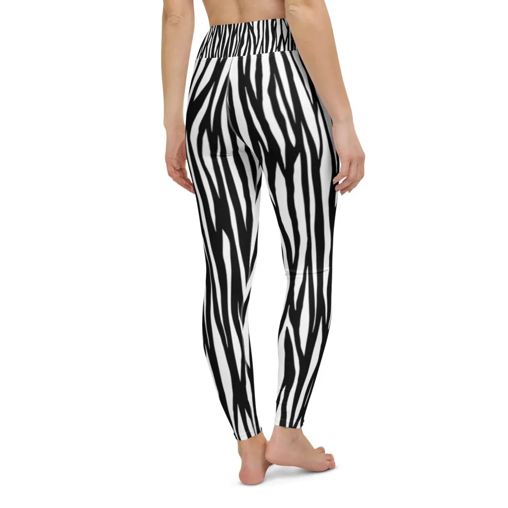 Zebra Print Yoga Leggings - With Pockets