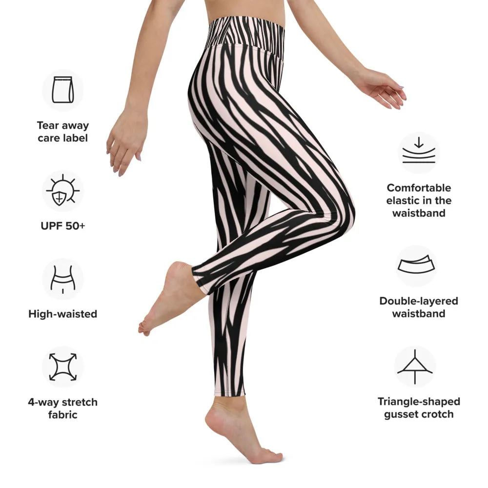 Zebra Print Yoga Leggings - With Pockets