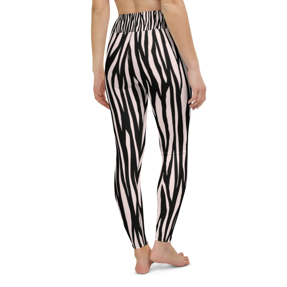 Zebra Print Yoga Leggings - With Pockets